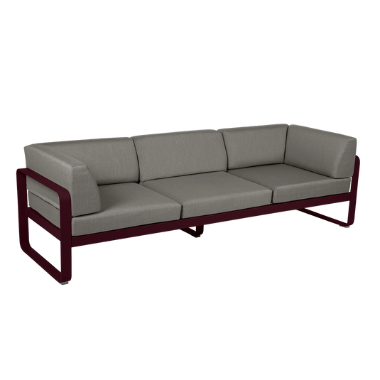 Fermob Bellevie 3-Seater Club Sofa – Black Cherry frame with Grey Taupe fabric cushions