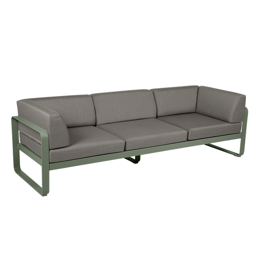 Fermob Bellevie 3-Seater Club Sofa – Cactus frame with Grey Taupe fabric cushions