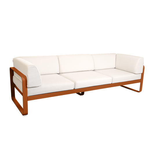 Fermob Bellevie 3-Seater Club Sofa – Candied Orange frame with Pearl fabric cushions