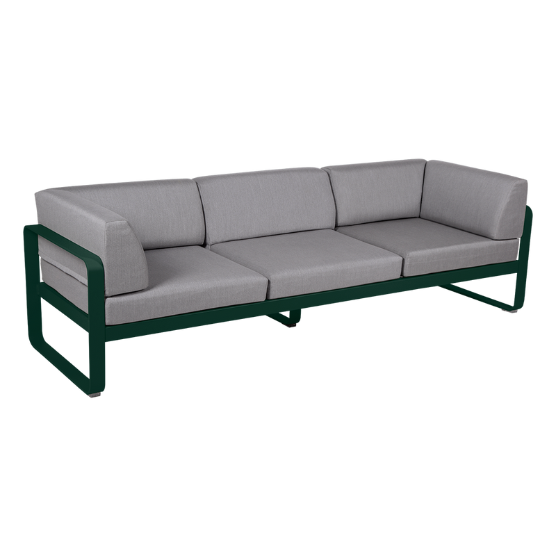 Load image into Gallery viewer, Fermob Bellevie 3-Seater Club Sofa – Cedar Green frame with Flannel Grey fabric cushions
