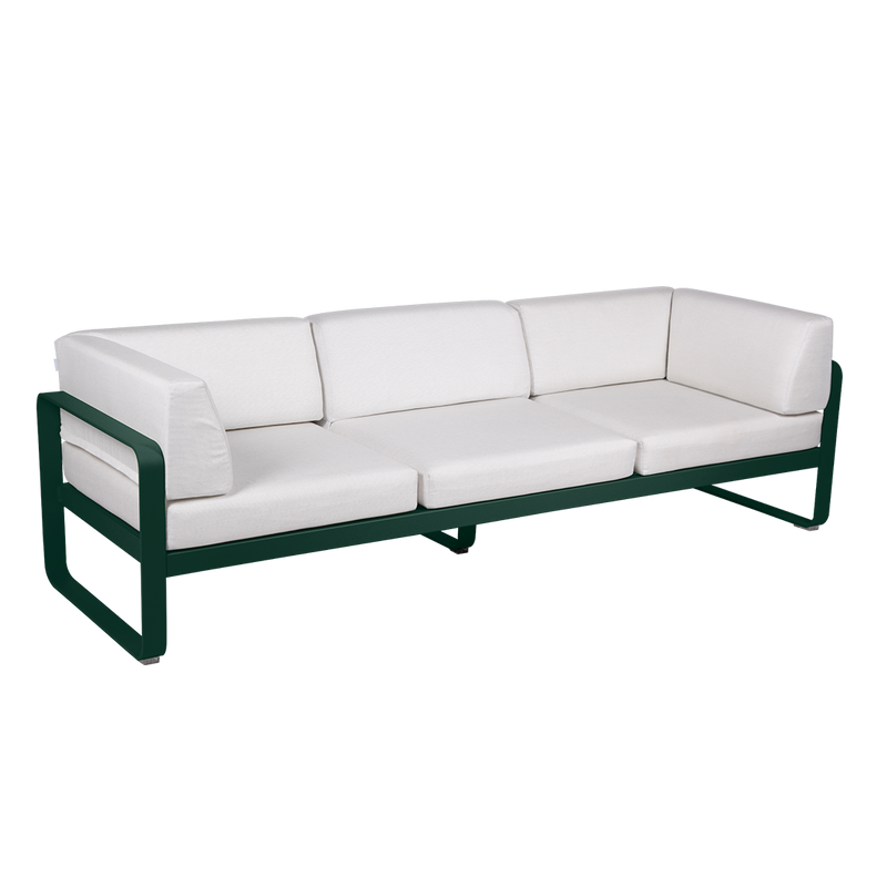 Load image into Gallery viewer, Fermob Bellevie 3-Seater Club Sofa – Cedar Green frame with Off-White fabric cushions
