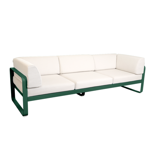 Fermob Bellevie 3-Seater Club Sofa – Cedar Green frame with Pearl fabric cushions