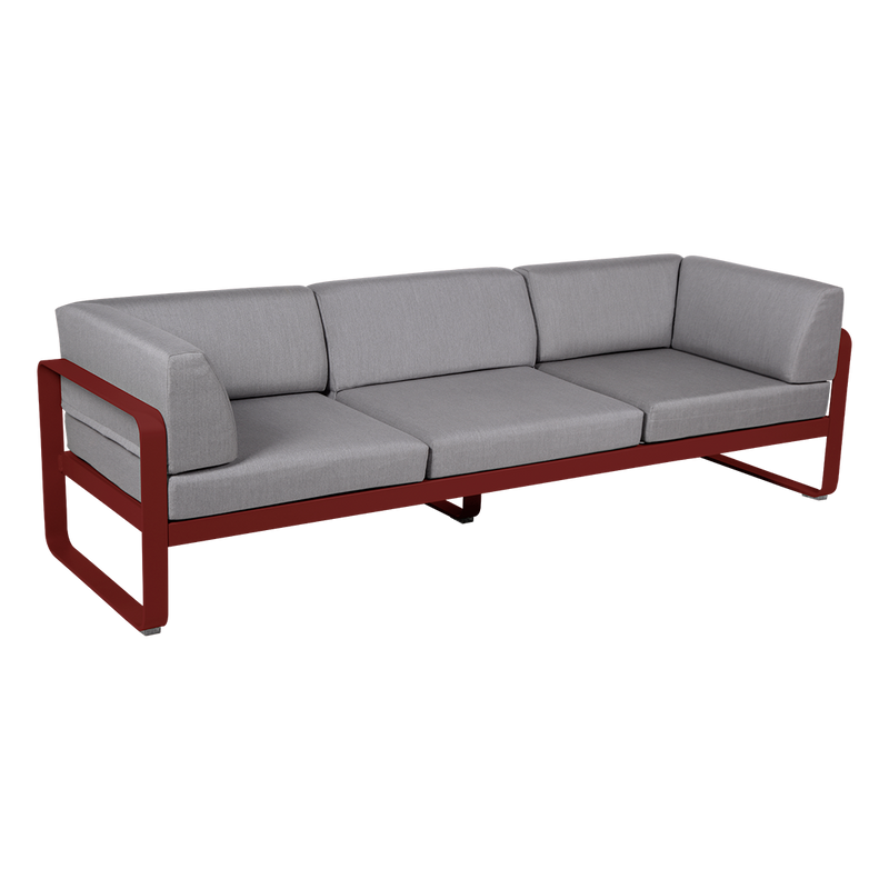 Load image into Gallery viewer, Fermob Bellevie 3-Seater Club Sofa – Chilli frame with Flannel Grey fabric cushions
