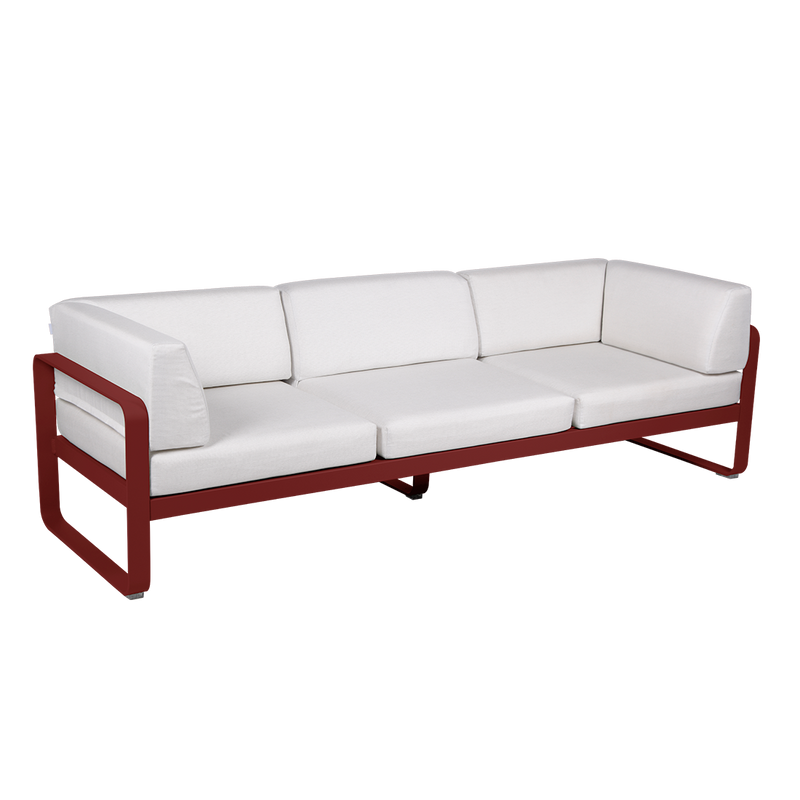 Load image into Gallery viewer, Fermob Bellevie 3-Seater Club Sofa – Chilli frame with Off-White fabric cushions
