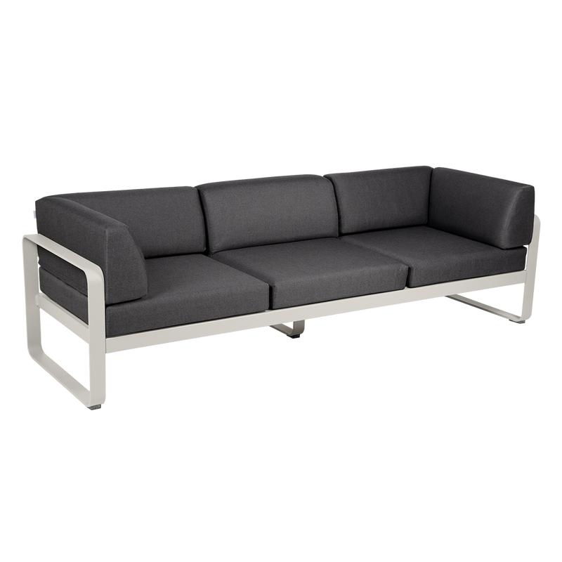 Load image into Gallery viewer, Fermob Bellevie 3-Seater Club Sofa – Clay Grey frame with Graphite Grey fabric cushions
