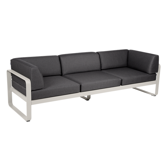 Fermob Bellevie 3-Seater Club Sofa – Clay Grey frame with Graphite Grey fabric cushions