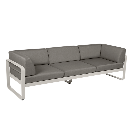 Fermob Bellevie 3-Seater Club Sofa – Clay Grey frame with Grey Taupe fabric cushions