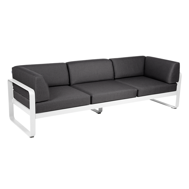Load image into Gallery viewer, Fermob Bellevie 3-Seater Club Sofa – Cotton White frame with Graphite Grey fabric cushions
