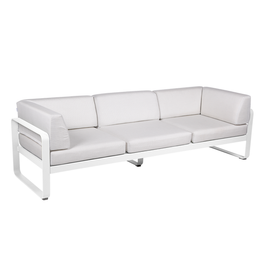 Fermob Bellevie 3-Seater Club Sofa – Cotton White frame with Off-White fabric cushions