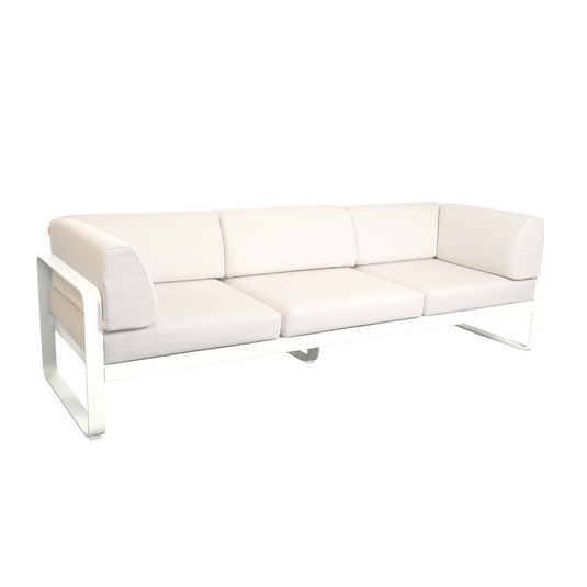 Fermob Bellevie 3-Seater Club Sofa – Cotton White frame with Pearl fabric cushions