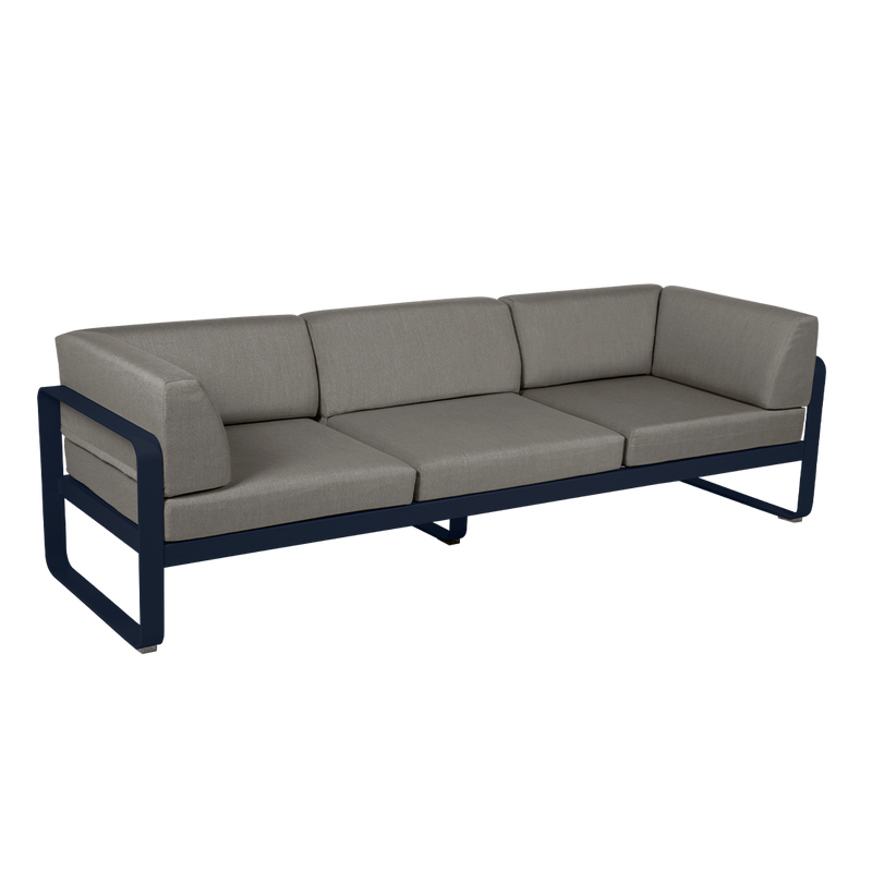 Load image into Gallery viewer, Fermob Bellevie 3-Seater Club Sofa – Deep Blue frame with Grey Taupe fabric cushions
