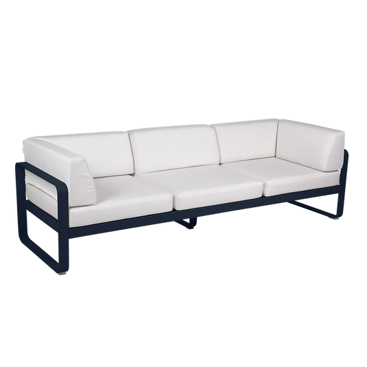 Fermob Bellevie 3-Seater Club Sofa – Deep Blue frame with Off-White fabric cushions