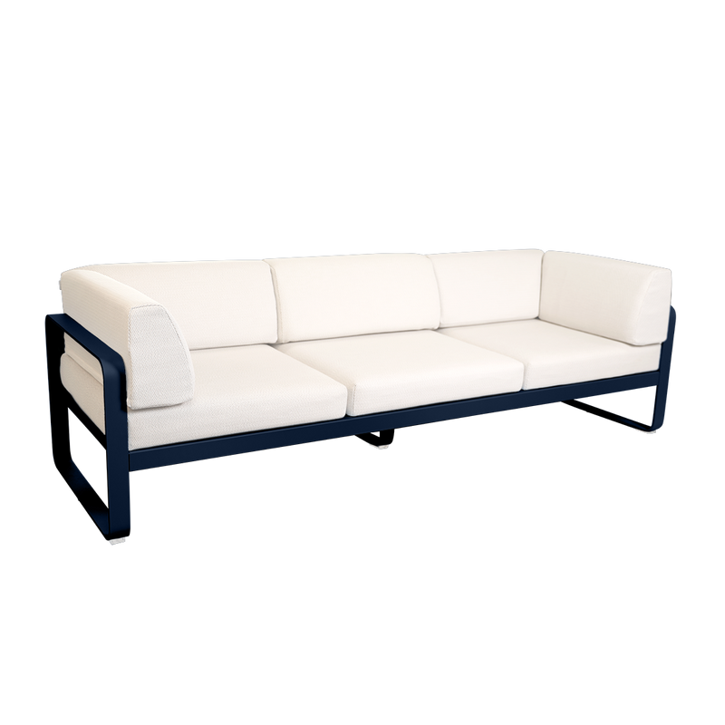 Load image into Gallery viewer, Fermob Bellevie 3-Seater Club Sofa – Deep Blue frame with Pearl fabric cushions
