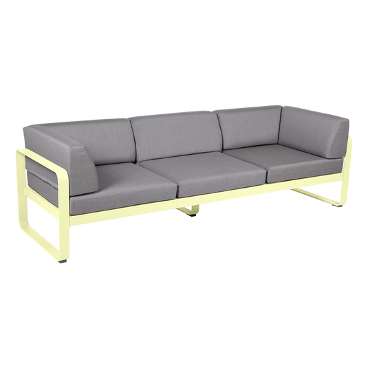 Fermob Bellevie 3-Seater Club Sofa – Frosted Lemon frame with Flannel Grey fabric cushions