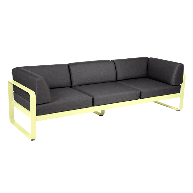 Load image into Gallery viewer, Fermob Bellevie 3-Seater Club Sofa – Frosted Lemon frame with Graphite Grey fabric cushions
