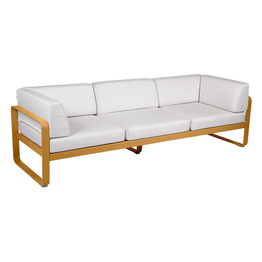 Fermob Bellevie 3-Seater Club Sofa – Gingerbread frame with Off-White fabric cushions