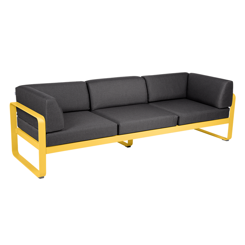 Load image into Gallery viewer, Fermob Bellevie 3-Seater Club Sofa – Honey frame with Graphite Grey fabric cushions

