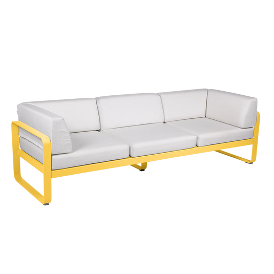 Fermob Bellevie 3-Seater Club Sofa – Honey frame with Off-White fabric cushions
