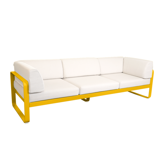 Fermob Bellevie 3-Seater Club Sofa – Honey frame with Pearl fabric cushions