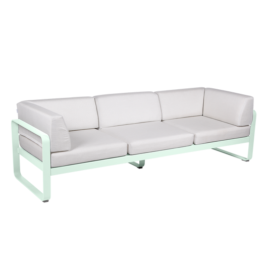 Fermob Bellevie 3-Seater Club Sofa – Ice Mint frame with Off-White fabric cushions
