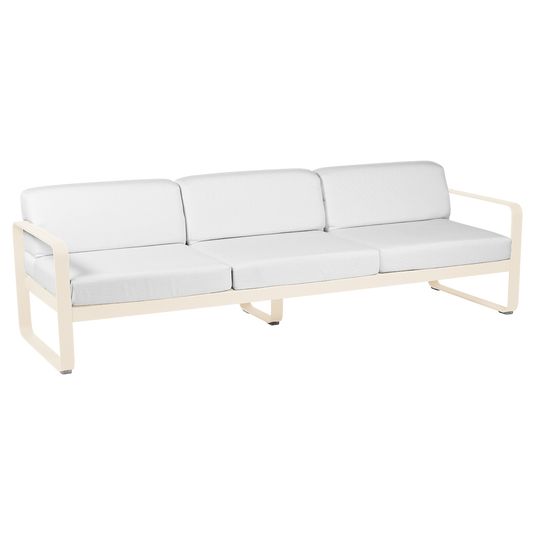 Fermob Bellevie 3-Seater Club Sofa – Latte Beige frame with Off-White fabric cushions