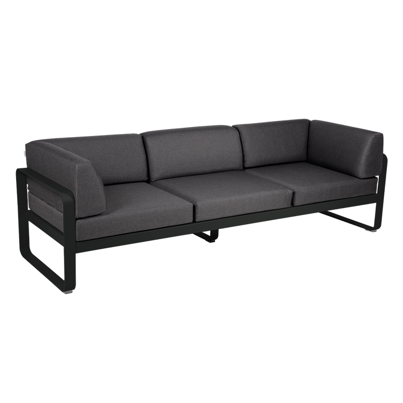 Load image into Gallery viewer, Fermob Bellevie 3-Seater Club Sofa – Liquorice frame with Graphite Grey fabric cushions

