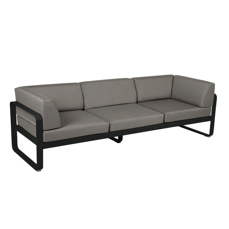 Load image into Gallery viewer, Fermob Bellevie 3-Seater Club Sofa – Liquorice frame with Grey Taupe fabric cushions
