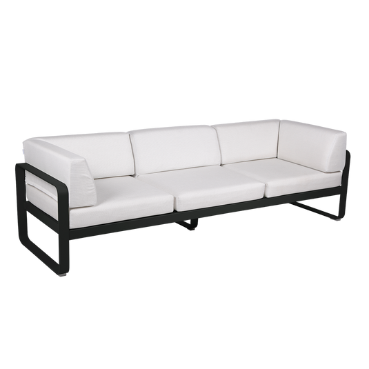 Fermob Bellevie 3-Seater Club Sofa – Liquorice frame with Off-White fabric cushions