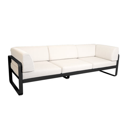 Fermob Bellevie 3-Seater Club Sofa – Liquorice frame with Pearl fabric cushions