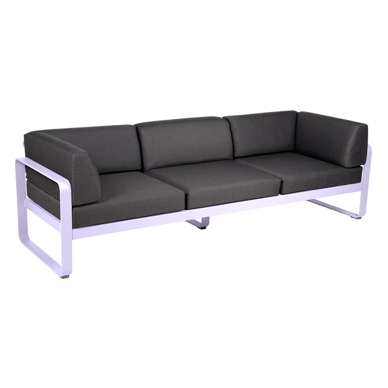 Load image into Gallery viewer, Fermob Bellevie 3-Seater Club Sofa – Marshmallow frame with Graphite Grey fabric cushions
