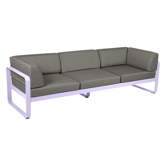 Fermob Bellevie 3-Seater Club Sofa – Marshmallow frame with Grey Taupe fabric cushions