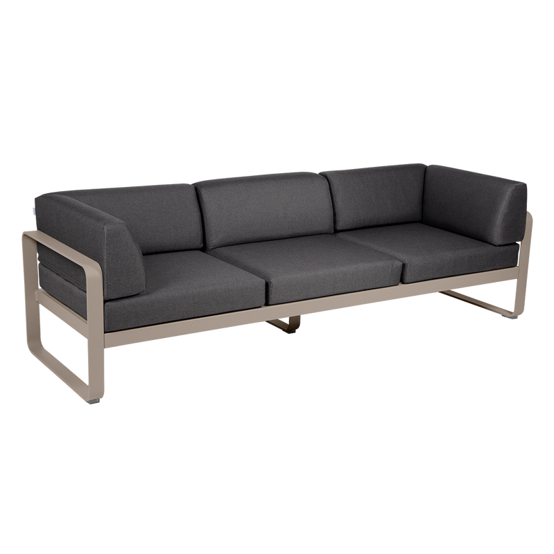 Load image into Gallery viewer, Fermob Bellevie 3-Seater Club Sofa – Nutmeg frame with Graphite Grey fabric cushions
