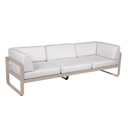 Fermob Bellevie 3-Seater Club Sofa – Nutmeg frame with Off-White fabric cushions