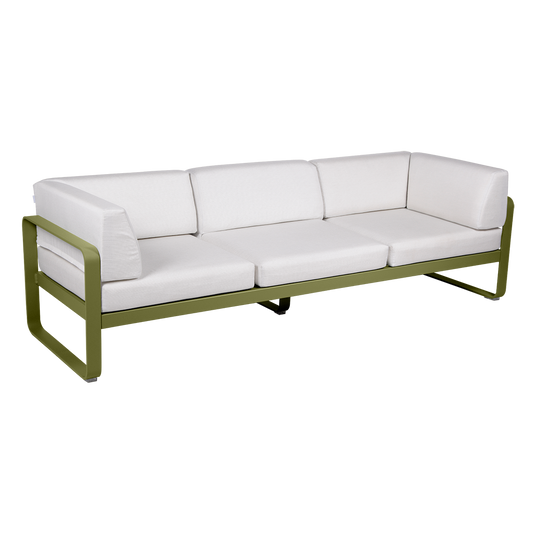 Fermob Bellevie 3-Seater Club Sofa – Pesto Green frame with Off-White fabric cushions