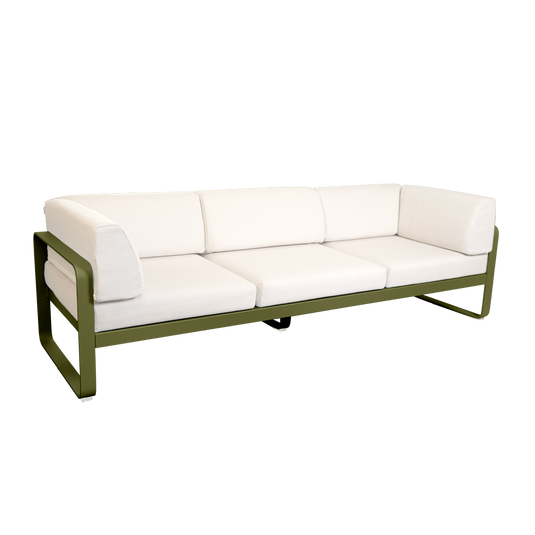 Fermob Bellevie 3-Seater Club Sofa – Pesto Green frame with Pearl fabric cushions
