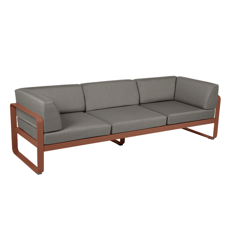 Load image into Gallery viewer, Fermob Bellevie 3-Seater Club Sofa – Red Ochre frame with Grey Taupe fabric cushions
