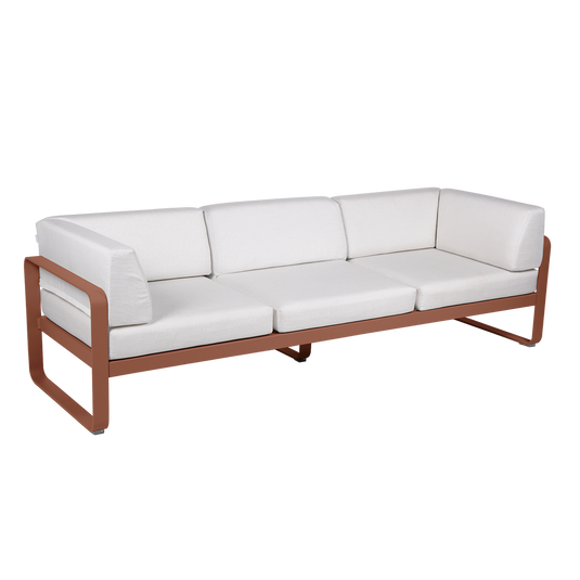 Fermob Bellevie 3-Seater Club Sofa – Red Ochre frame with Off-White fabric cushions