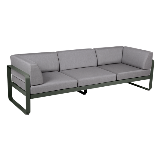 Fermob Bellevie 3-Seater Club Sofa – Rosemary frame with Flannel Grey fabric cushions