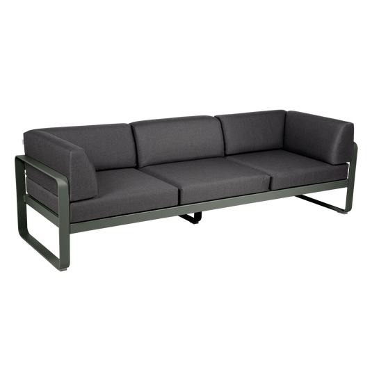 Fermob Bellevie 3-Seater Club Sofa – Rosemary frame with Graphite Grey fabric cushions