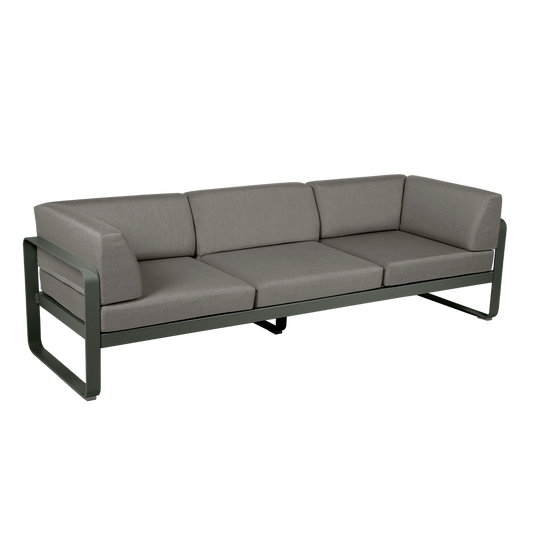 Fermob Bellevie 3-Seater Club Sofa – Rosemary frame with Grey Taupe fabric cushions