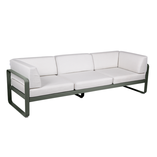 Fermob Bellevie 3-Seater Club Sofa – Rosemary frame with Off-White fabric cushions