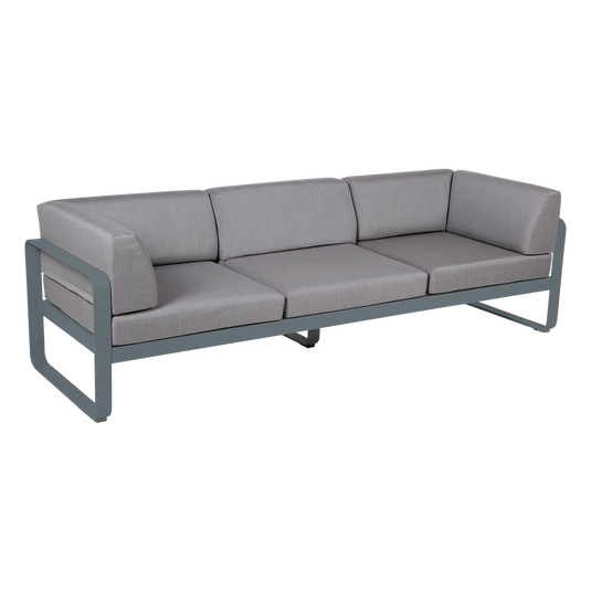 Fermob Bellevie 3-Seater Club Sofa – Storm Grey frame with Flannel Grey fabric cushions