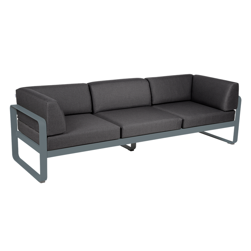 Load image into Gallery viewer, Fermob Bellevie 3-Seater Club Sofa – Storm Grey frame with Graphite Grey fabric cushions
