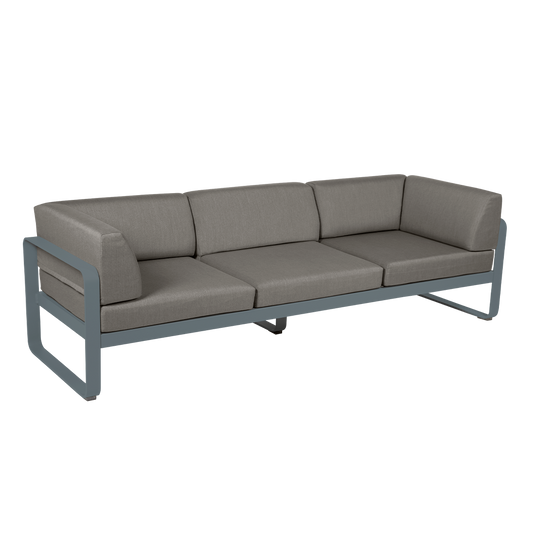 Fermob Bellevie 3-Seater Club Sofa – Storm Grey frame with Grey Taupe fabric cushions