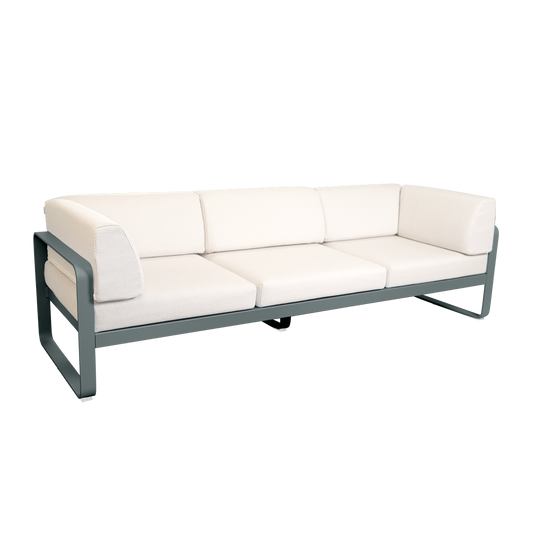 Fermob Bellevie 3-Seater Club Sofa – Storm Grey frame with Pearl fabric cushions