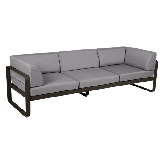 Fermob Bellevie 3-Seater Club Sofa – Tonka frame with Flannel Grey fabric cushions