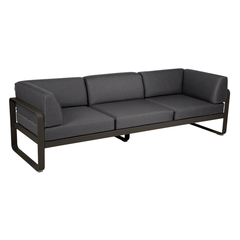 Load image into Gallery viewer, Fermob Bellevie 3-Seater Club Sofa – Tonka frame with Graphite Grey fabric cushions
