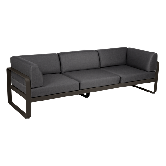 Fermob Bellevie 3-Seater Club Sofa – Tonka frame with Graphite Grey fabric cushions
