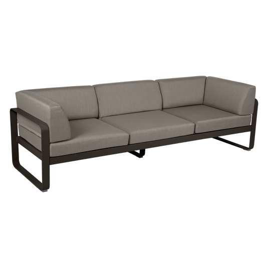 Fermob Bellevie 3-Seater Club Sofa – Tonka frame with Grey Taupe fabric cushions