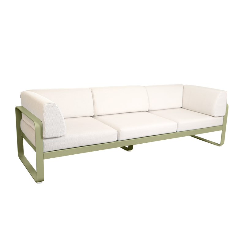 Load image into Gallery viewer, Fermob Bellevie 3-Seater Club Sofa – Willow Green frame with Pearl fabric cushions
